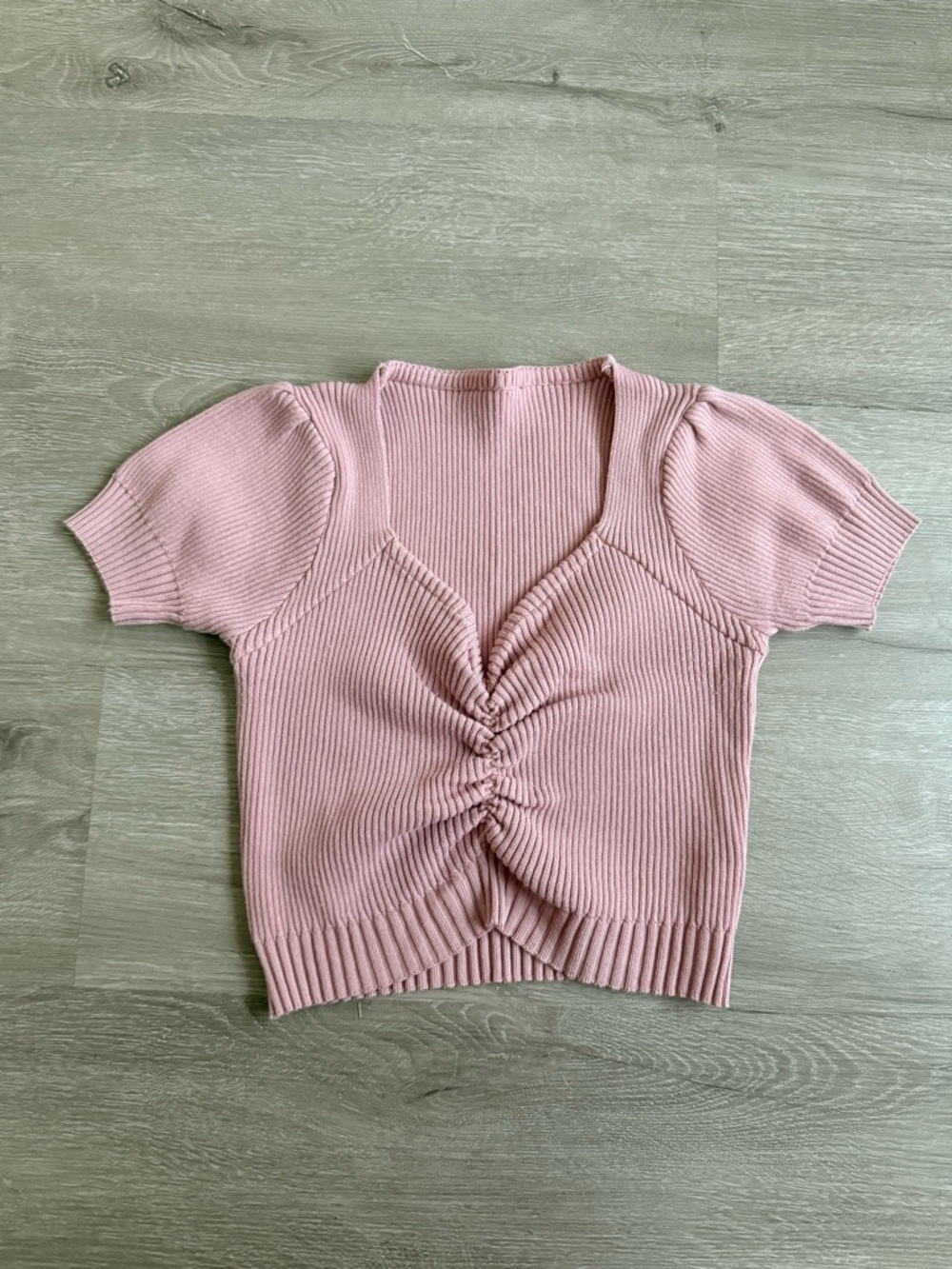 Women’s Pink Ruched Knit Short Sleeve Top